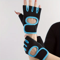Solid Fingerless Gym Gloves Non slip Fitness Sports Gloves