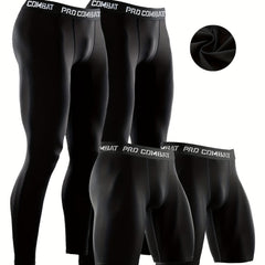 Men's Compression Leggings & Shorts Set - Running Athletic Workout