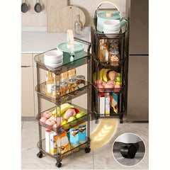 Plastic 4-Layer Storage Rack Large Capacity Snack Seasoning Kitchen Living Room