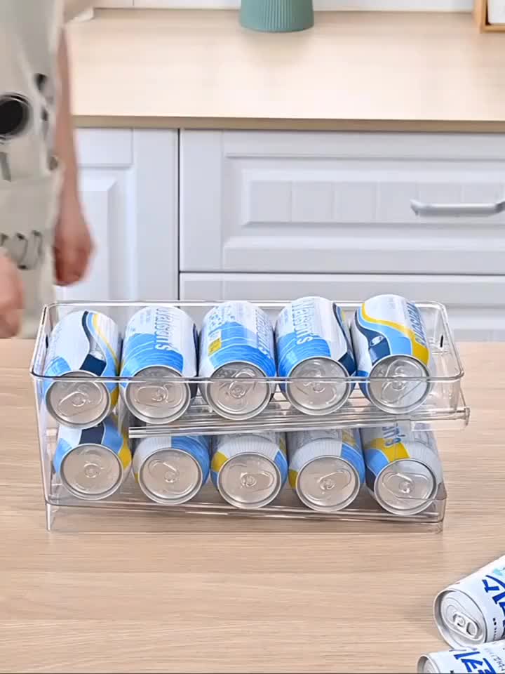 Fridge Beverage Storage Box Can Filling Sort Rack Drawer Organizer