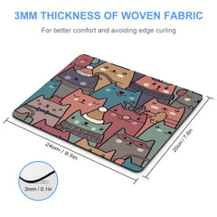 Cartoon Cat Heads Mouse Pad Non Slip Rubber Base Waterproof Mouse Mat