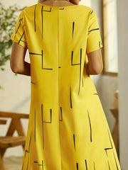  Casual Dress Women's Plus Stripe Print Short Sleeve V Neck