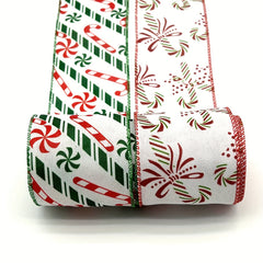 Christmas Candy Peppermint Wired Edge Ribbon 4 57 Meter