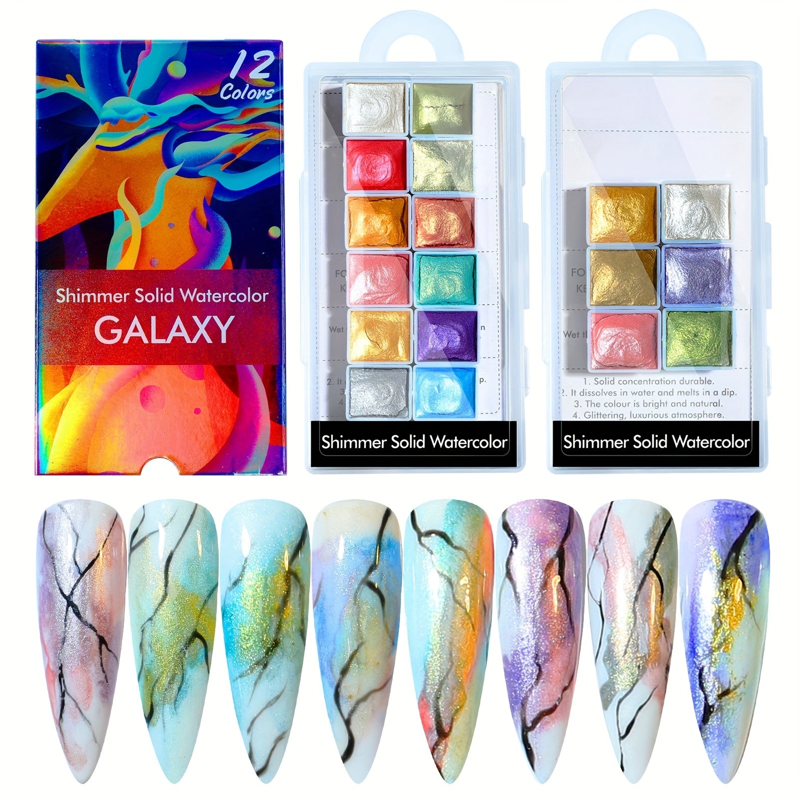 Metallic Nail Watercolor Paint Set for Macaron Designs