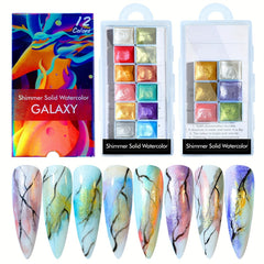 Metallic Nail Watercolor Paint Set for Macaron Designs