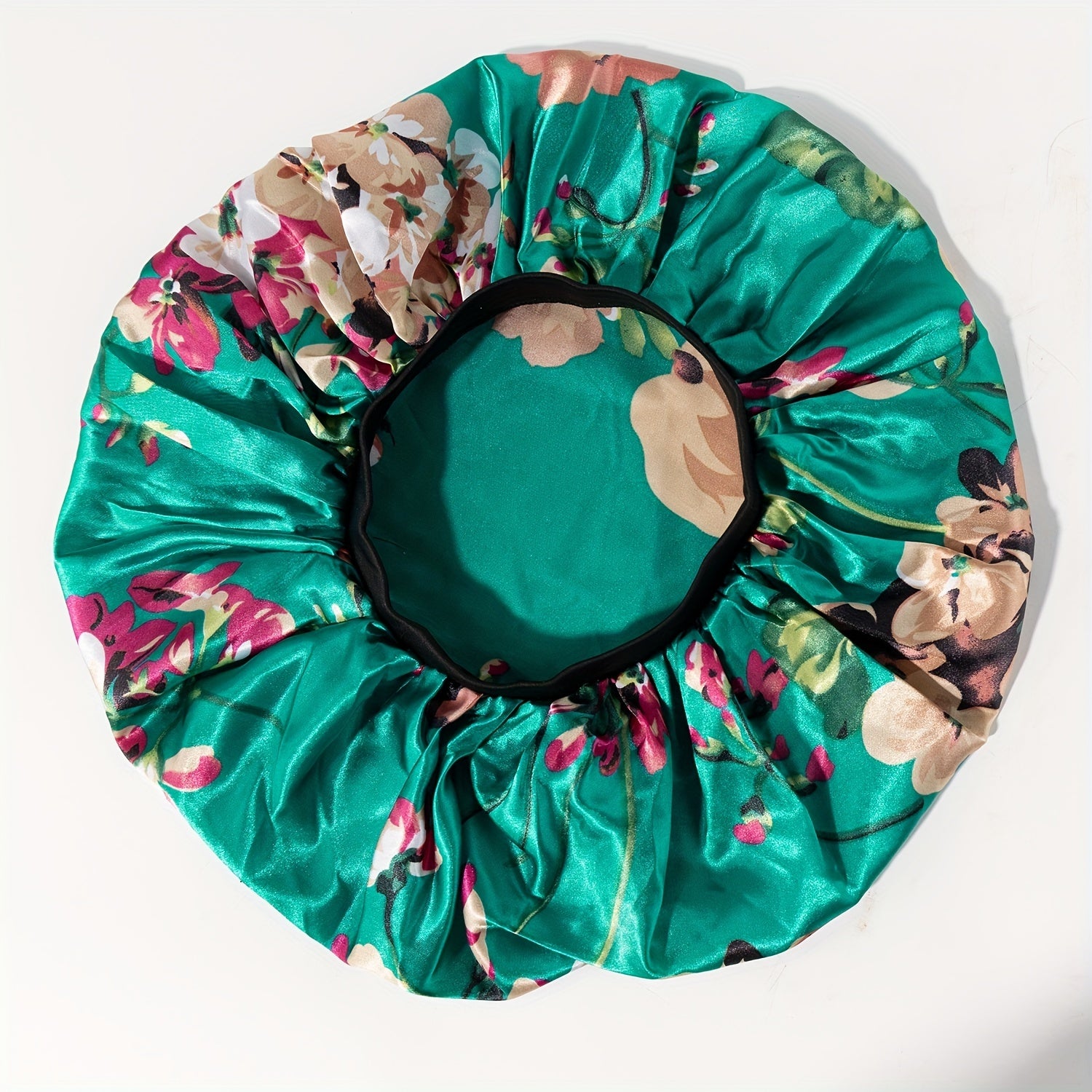 Green Flower Print Bonnet Satin Hair Bonnet Women Turban Cap