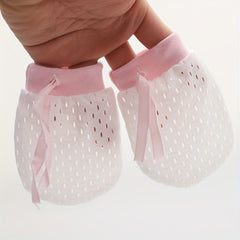 Baby Anti-Scratch Mesh Gloves, High Elastic Strap 0-1 Year