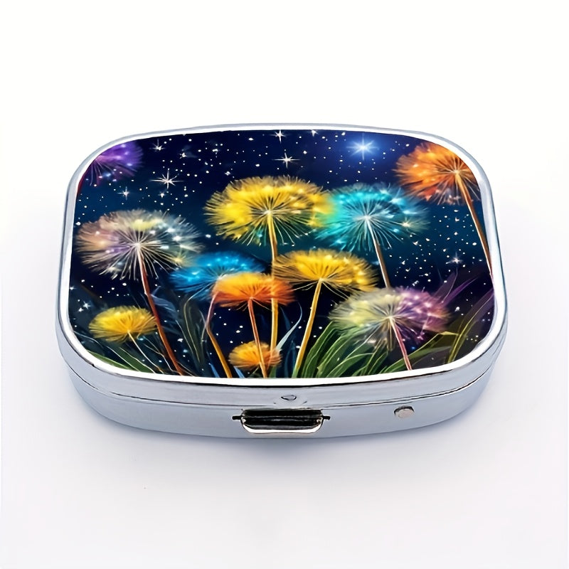 Starry Sky Pattern Medicine Box 2 Compartment Metal Pill Box