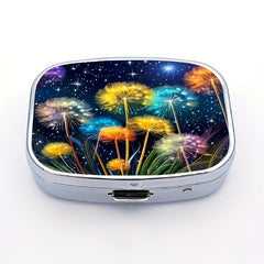 Starry Sky Pattern Medicine Box 2 Compartment Metal Pill Box
