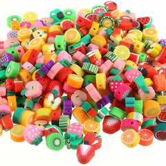 100 Mixed Fruit Polymer Clay Spacer Beads for Jewelry Making DIY Crafts