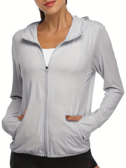 Women's Sun Protection Jacket Zip Hooded UV Sun Jacket