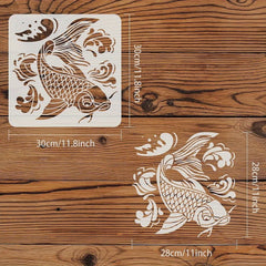 Reusable Fish Stencil Template for DIY Crafts - Large Square Design