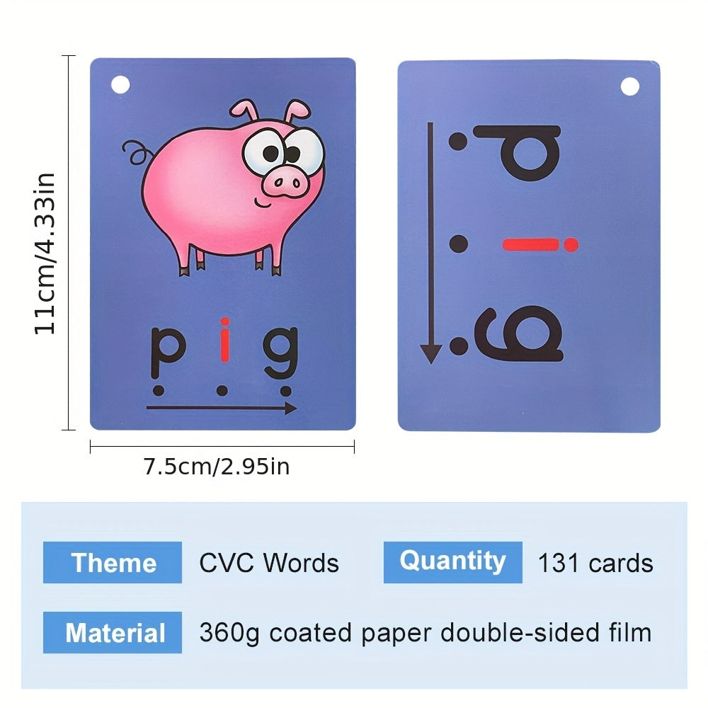 Phonics Flashcard 131pcs CVC Words Vowel Consonant Vowel Learning Supplies