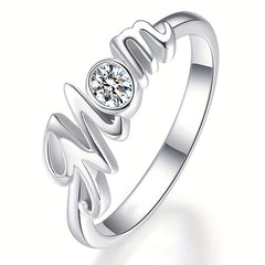 Mother's Gift Silver Plated Oval Zircon Ring for Women