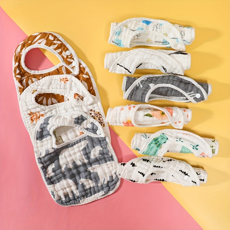 Baby Bib Cotton Gauze Cartoon Pattern Bib for 0-3 Years