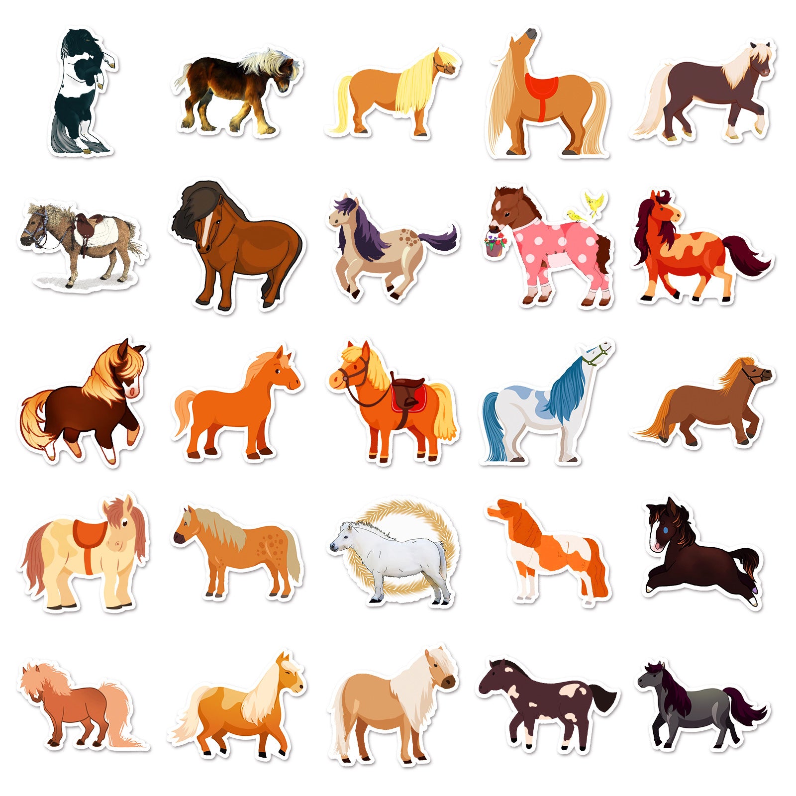50pcs Animal Sticker Pack Reusable Vinyl Decals for Laptops Phones