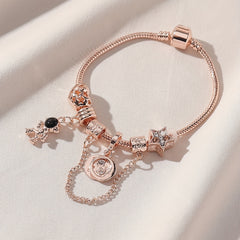 Romantic Starry Sky Bracelet with Faux Diamonds Rhinestone and Moon Astronauts