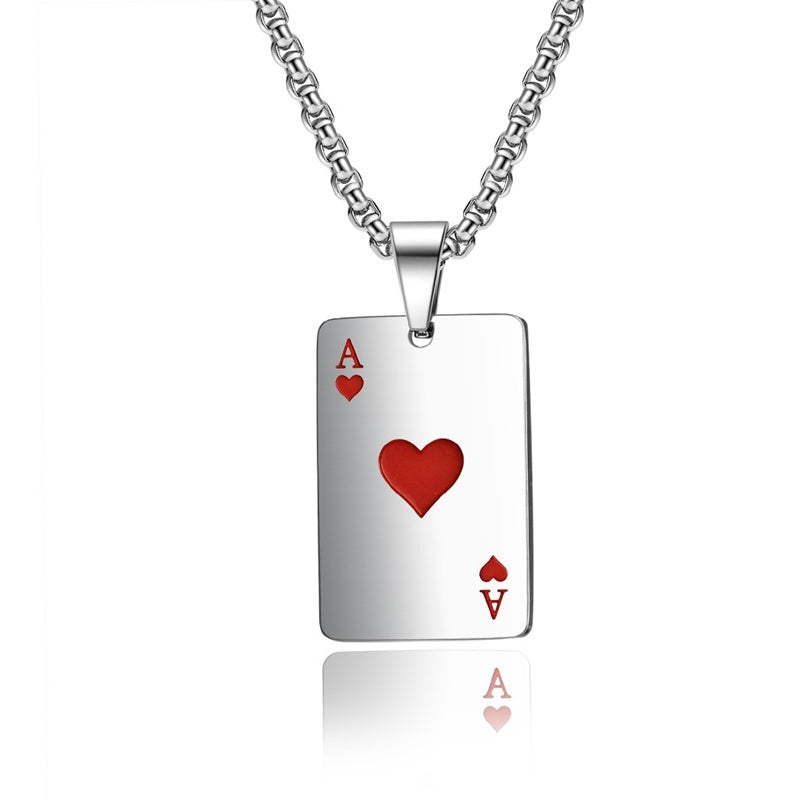 Hip Hop Ace Poker Spades Pendant Chain Necklace