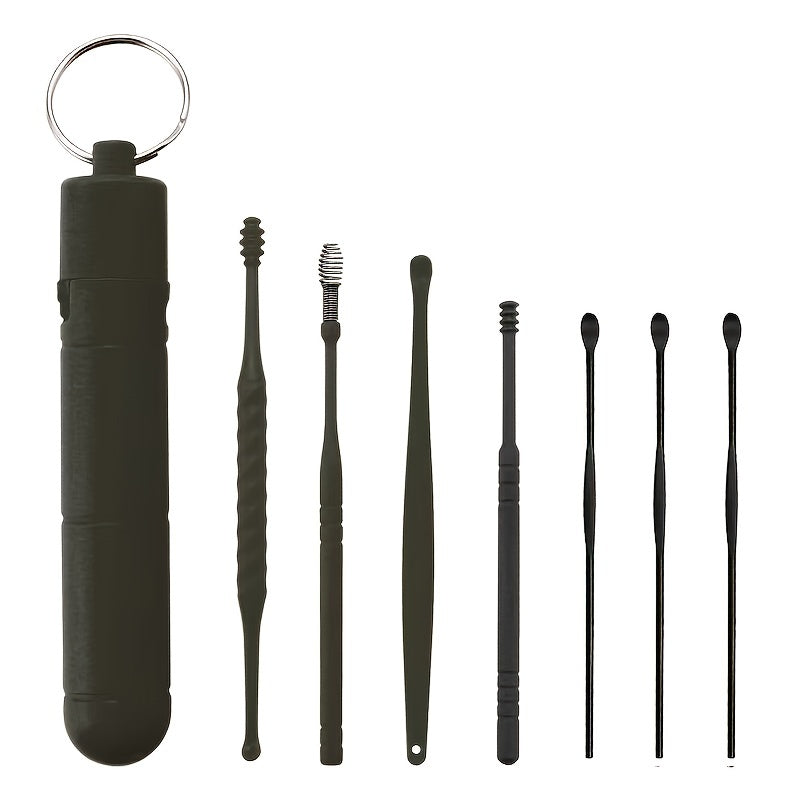 7Pcs Ear Cleaning Kit With Storage Box Key Ring Safe Ear Wax Removal Tool