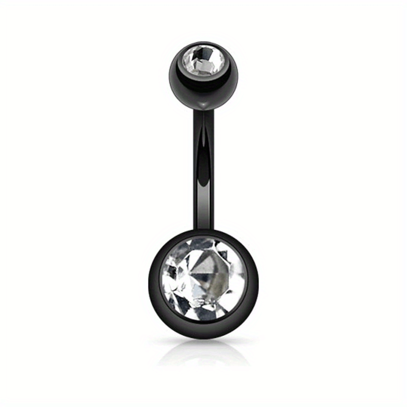 14GA Titanium Steel Double CZ Barbell Belly Button Ring
