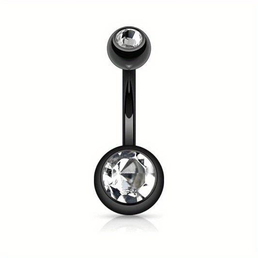 14GA Titanium Steel Double CZ Barbell Belly Button Ring
