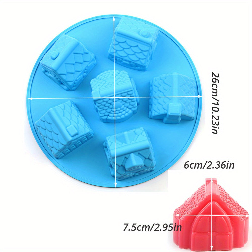 Christmas Silicone Cake Molds 6 Cavity Gingerbread House Baking Round