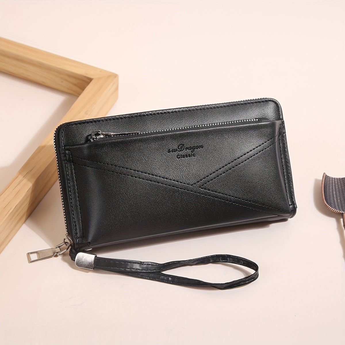 Men's Double Zipper Card Slots Wallet Phone Bag Key Holder Case Coin Purse