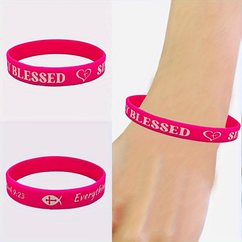 Colorful Blessing Slogan Silicone Bracelet Wrist Band