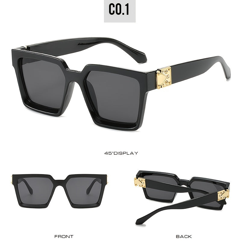 Large Frame Square Sunglasses Leopard Solid Shades Glasses Gradient Eyewear