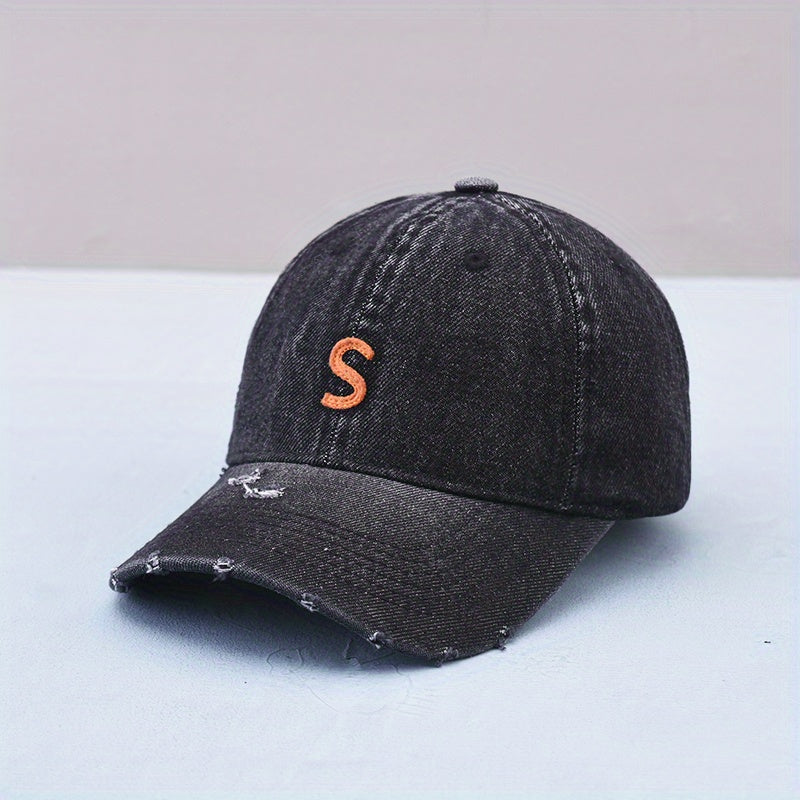 Denim Distressed Dad Hat Baseball Cap Unisex Couple Sun Hats