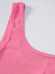Rib Knit Yoga Jumpsuit Tummy Control Stretch Bodysuit