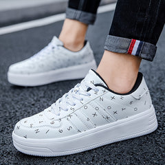Men's Custom Number & Alphabet Print Skate Shoes Lightweight Sneakers