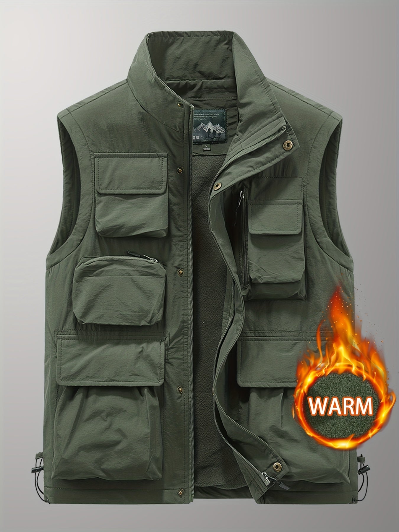 Men's Thermal Tactical Vest With Pockets Zip Up Jacket
