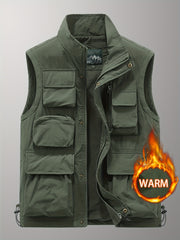 Men's Thermal Tactical Vest With Pockets Zip Up Jacket