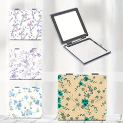 Portable Pocket Makeup Mirror HD Pastoral Style Floral Series Small Mirror