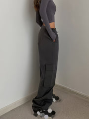  Y2K Cargo Pants Elastic Drawstring High Rise Pockets