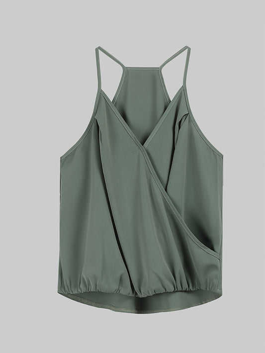  Solid Wrap Cami Top Women's Plus Casual Summer Top