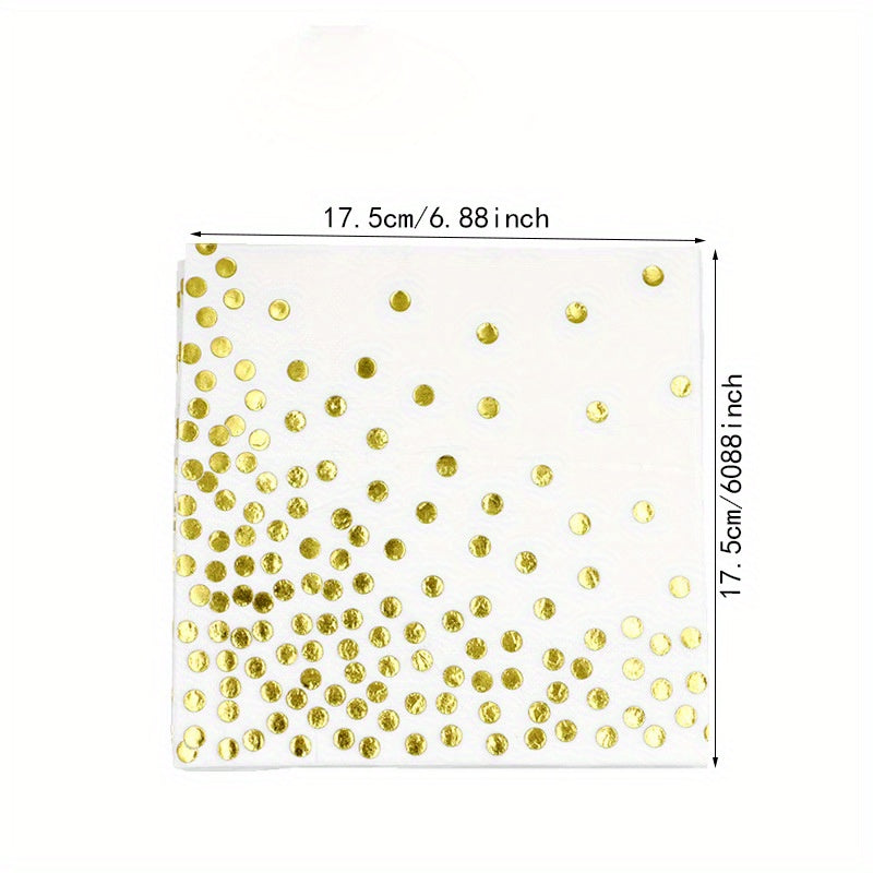 25pcs Bronzing Polka Dot Napkins Plates Cups Party Supplies