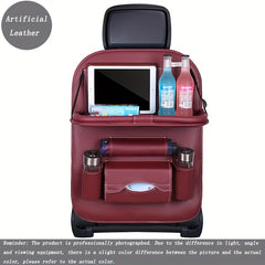 Car Leather Storage Bag & Tray for Kids' Snacks and Toys