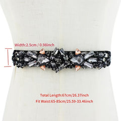 Rhinestone Elastic Band Waist Belt for Women's Suit Coat Dress