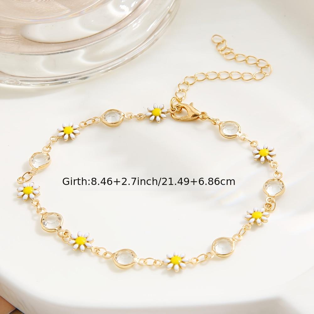 Daisy Chain Anklet Oil Flower Beads Adjustable Ankle Bracelet