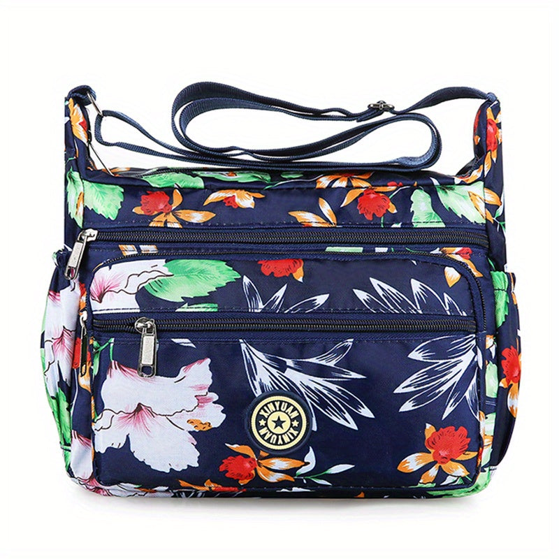 Floral Pattern Crossbody Bag Nylon Shoulder Bag