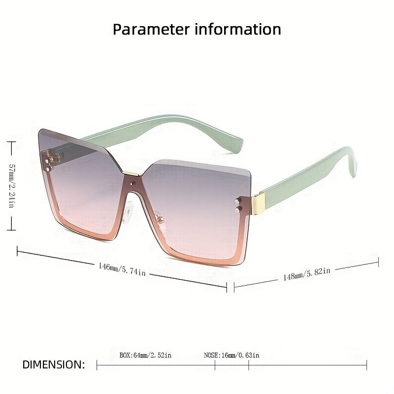 Oversized Semi Rimless Sunglasses For Women Men Gradient Glasses UV400
