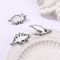 Dino Enamel Pin & Pixels T-Rex Lapel Badges Inspiration Brooches