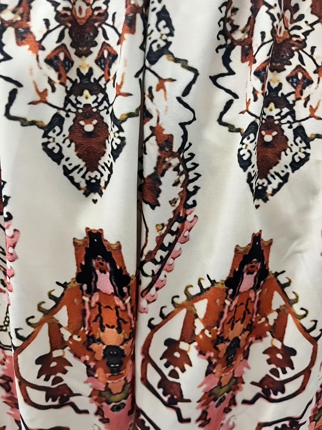  Women's Tribal Print Lantern Sleeve Dress
