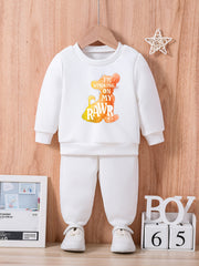 Baby Lion Print Long Sleeve Sweatshirt Trousers Set I'M ON MY RAWR