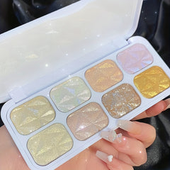 8 colors Diamond Shimmer Highlighter Palette - Face and Body Blend and Bronze