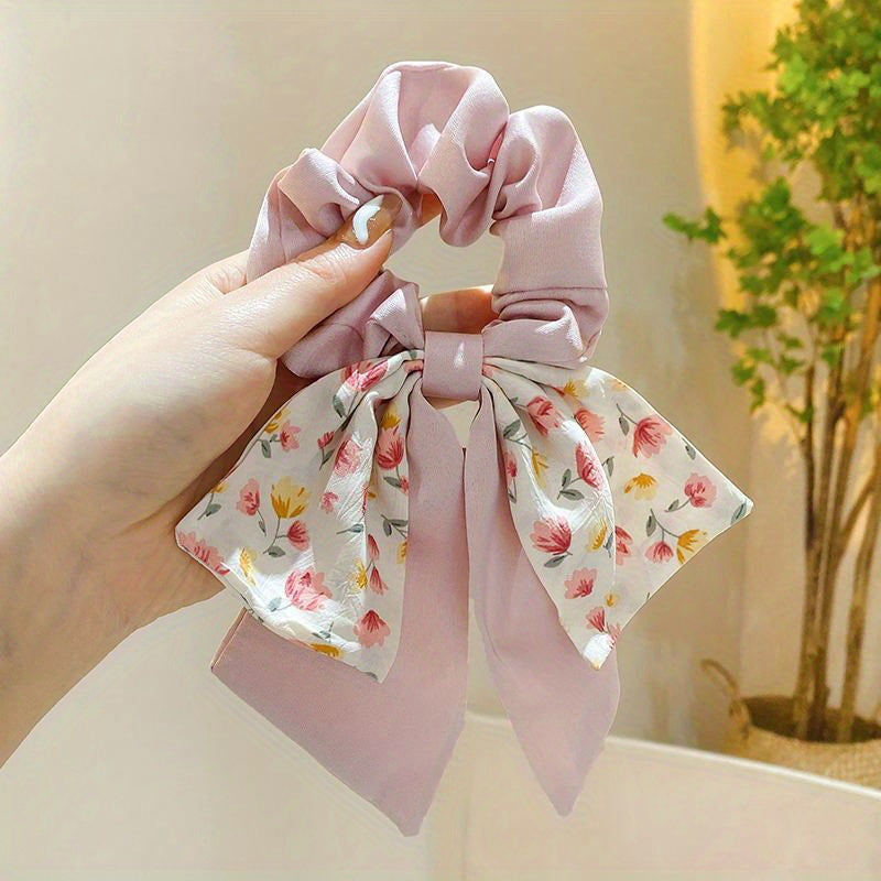Bow Decor Scarf Scrunchies Candy Hair Rope Sweet Hair Ring
