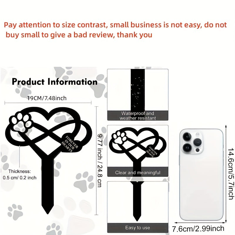 Acrylic Pet Memorial Monument for Dog Cat Waterproof Grave Pile