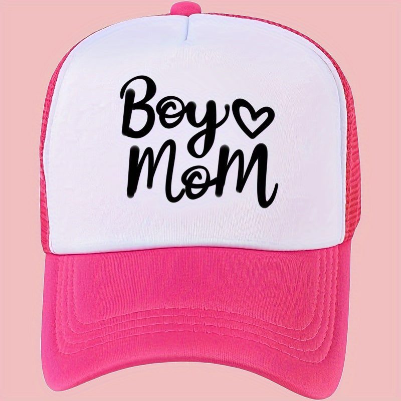 Boy Mom Printed Trucker Hat Baseball Cap Adjustable Mesh Sunshade Dad Hat
